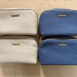 Missoni x Delta Cream and Blue Cosmetic Bags - lot of FOUR